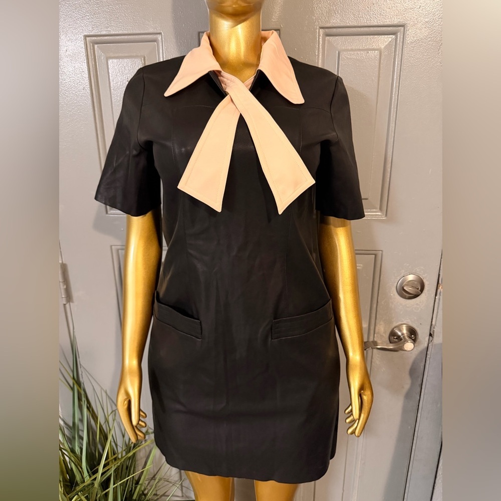 Gracia Black Dress with Cream Collar